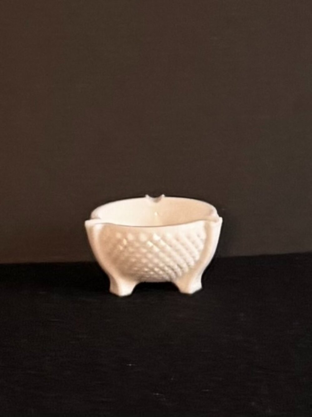 Vintage Mid-Century Hobnail Milk Glass Three-Footed Bowl/Ashtray